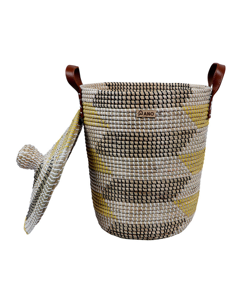 Miami Sea Grass Basket with Lid - Pano