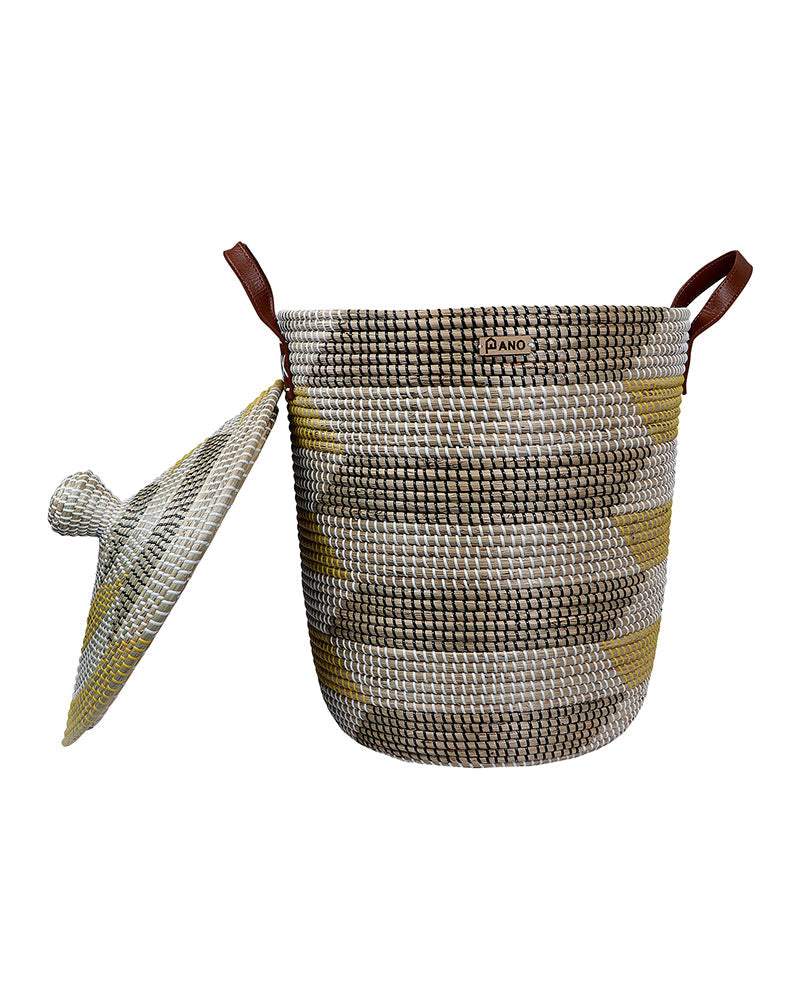 Miami Sea Grass Basket with Lid - Pano