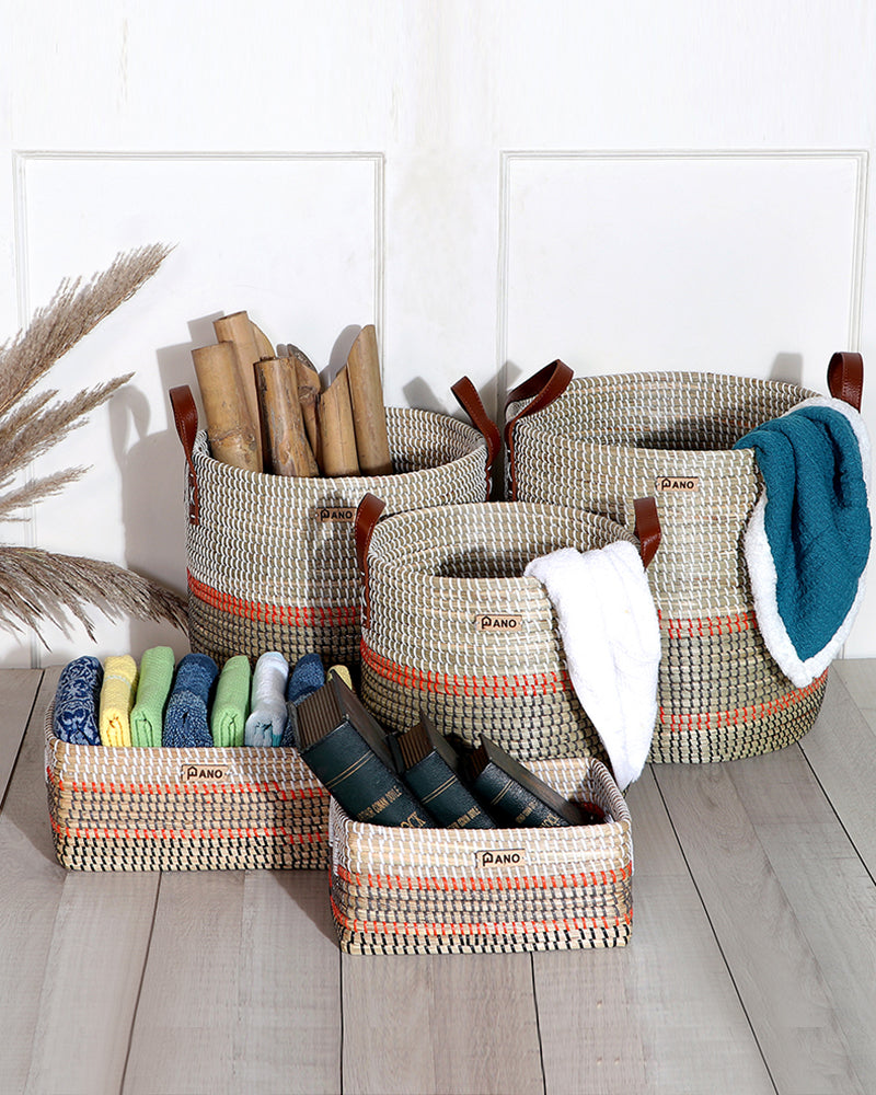 Nicobar Natural See Grass Storage Basket Pano