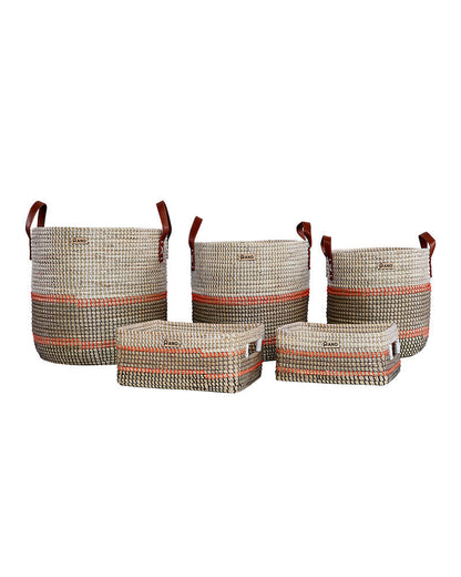 Nicobar Natural See Grass Storage Basket Pano