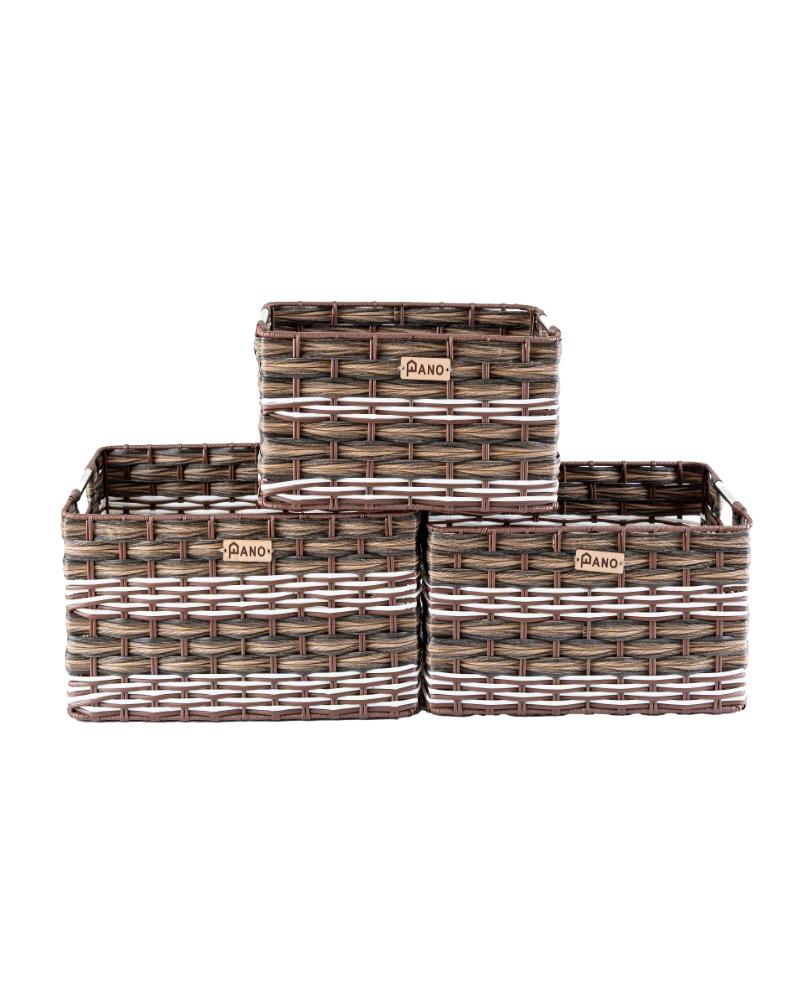 Wicker Storage Oliver Basket Brown | Storage Basket with Lid - Pano