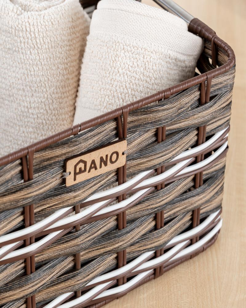 Wicker Storage Oliver Basket Brown | Storage Basket with Lid - Pano