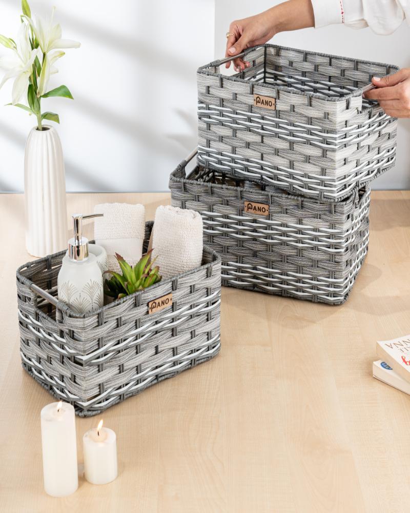 Wicker Storage Oliver Basket Grey | Storage Organiser  - Pano