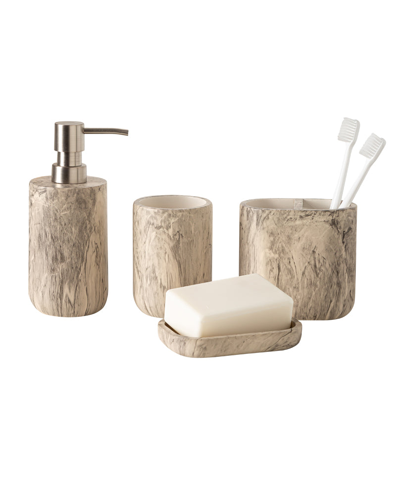 Smooky Brown Polyresin 4 Pcs Bath Set Pano