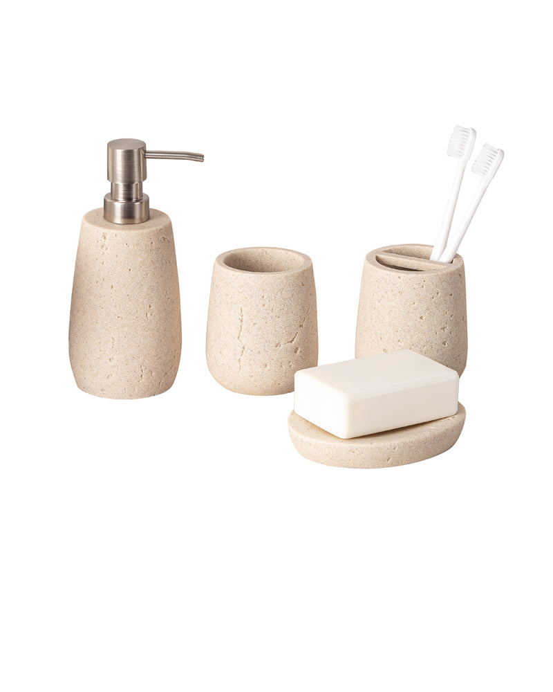 Exclusive Polyresin Bath Decor Bathroom Accessory Set of 4 Pano