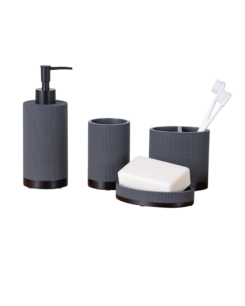 Exclusive Polyresin Bath Decor Bathroom Accessory Set of 4 Charcoal