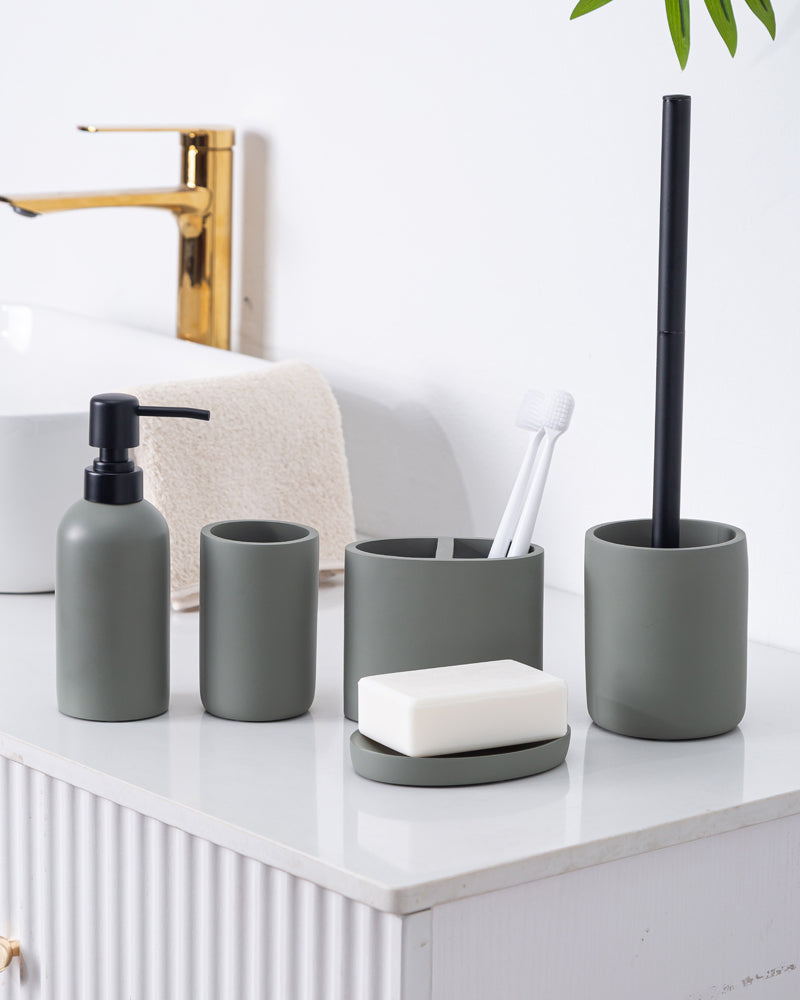 Exclusive Polyresin Bath Decor Bathroom Accessory Set of 4 Pano
