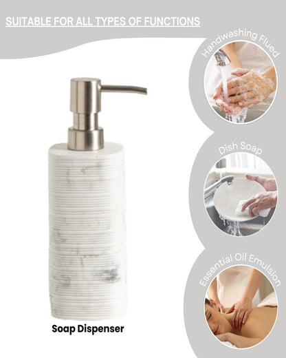 Exclusive Polyresin White Marble Bath Decor Bathroom Accessory Set of 4 Pano