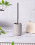 Polyresin Toilet Cleaner Brush with Holder Stand for Bathroom, Metal Grey- Pano Pano