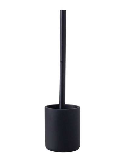 Polyresin Toilet Cleaner Brush with Holder Stand for Bathroom, Black - Pano Pano
