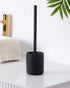 Polyresin Toilet Cleaner Brush with Holder Stand for Bathroom, Black - Pano Pano