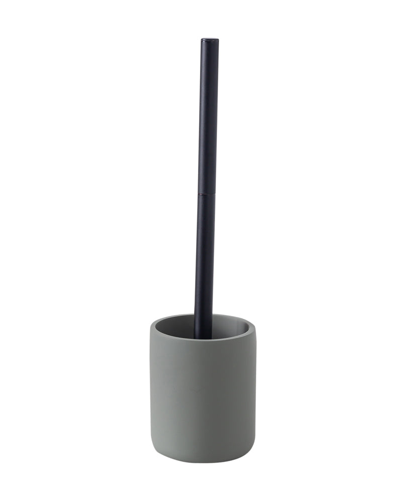 Polyresin Toilet Cleaner Brush with Holder Stand for Bathroom, Olive Green - Pano Pano