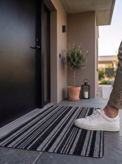 Linea Grey Anti-Skid Outdoor Mat -Pano