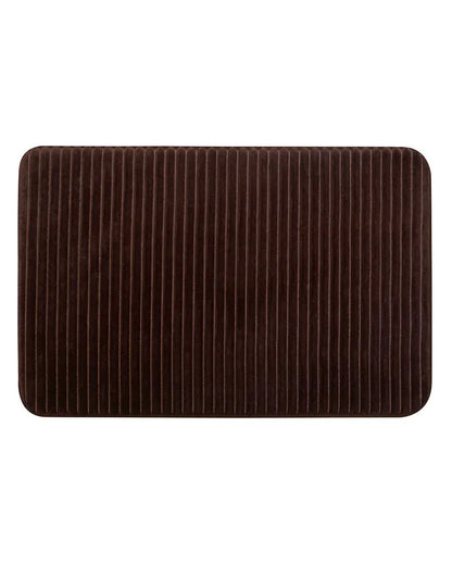 Pin Stripe Memory Foam Anti Skid Brown Bathmat