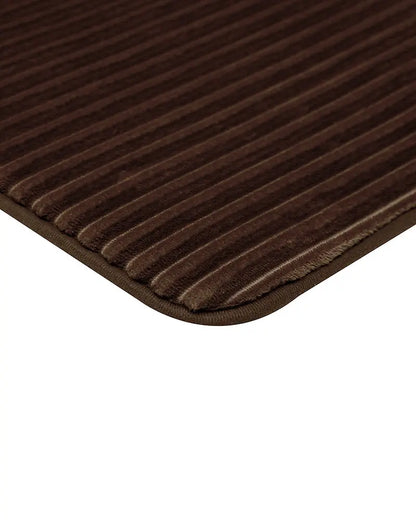 Pin Stripe Memory Foam Anti Skid Brown Bathmat