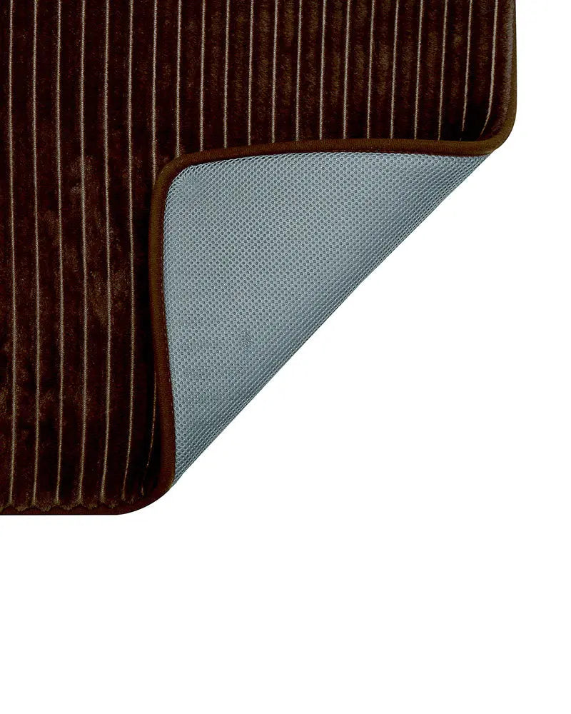 Pin Stripe Memory Foam Anti Skid Brown Bathmat