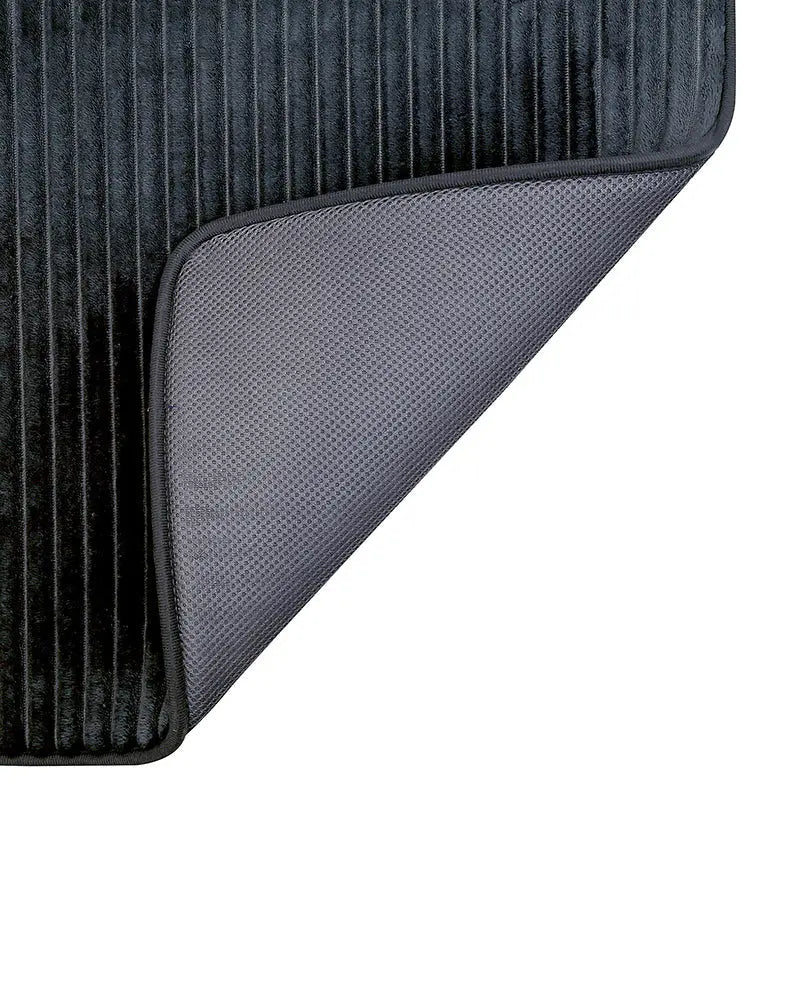 Pin Stripe Memory Foam Anti Skid Charcoal Bathmat