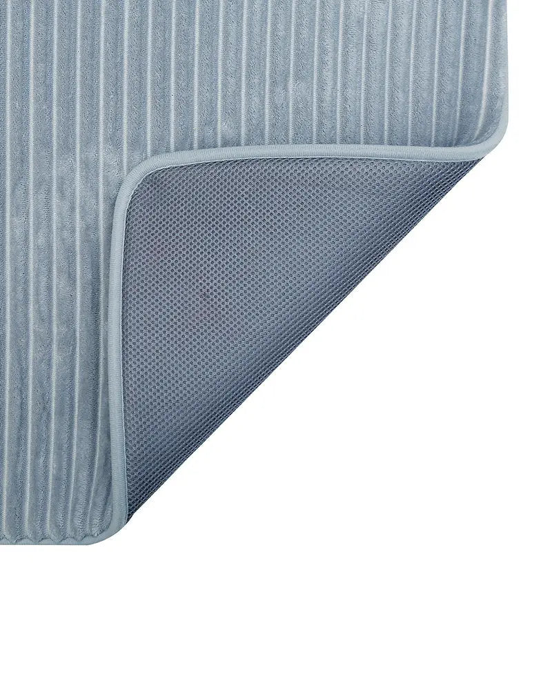 Pin Stripe Memory Foam Anti Skid Grey Bathmat
