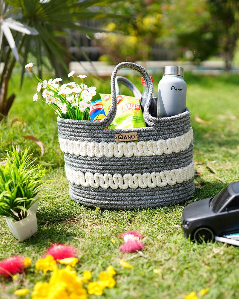 Solana Multi Purpose Grey Tote Hand Basket 