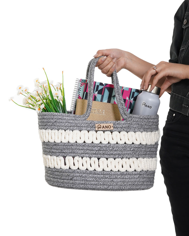 Solana Multi Purpose Grey Tote Hand Basket 