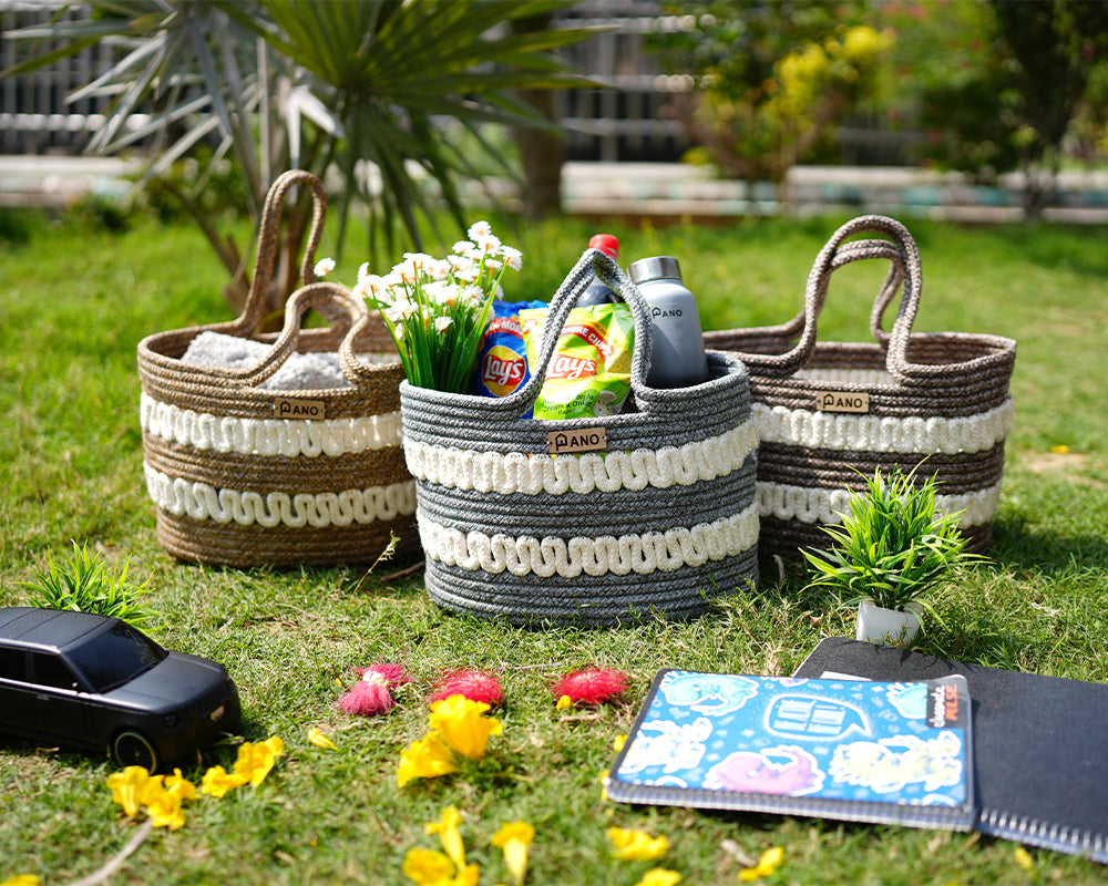 Solana Multi Purpose Grey Tote Hand Basket 