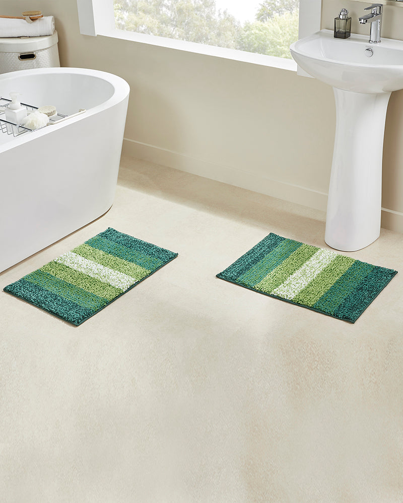 Textured Anti Skid Green Bathmat Set of 2 - Pano