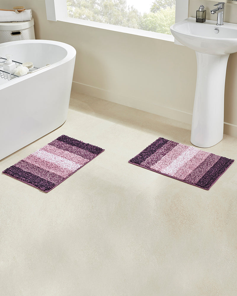 Textured Anti Skid Purple Bathmat Set of 2 - Pano