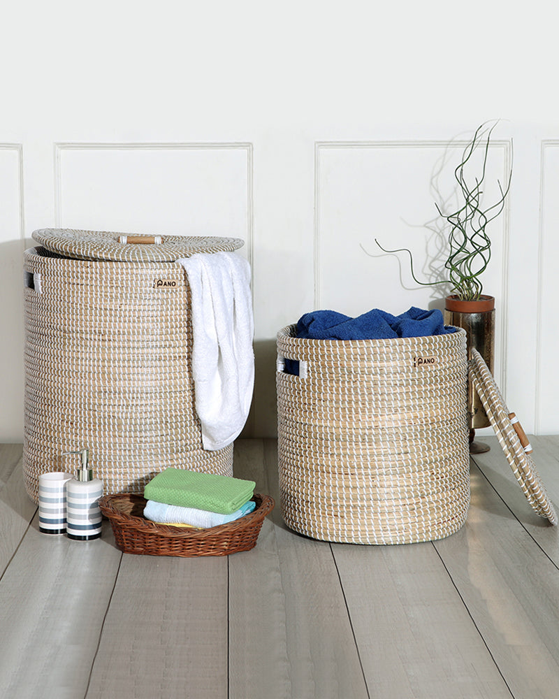 Vintage Sea Grass Basket with Lid