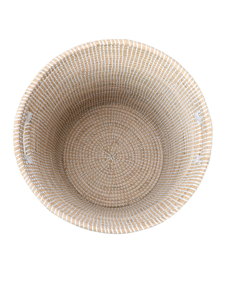 Vintage Sea Grass Basket with Lid Pano