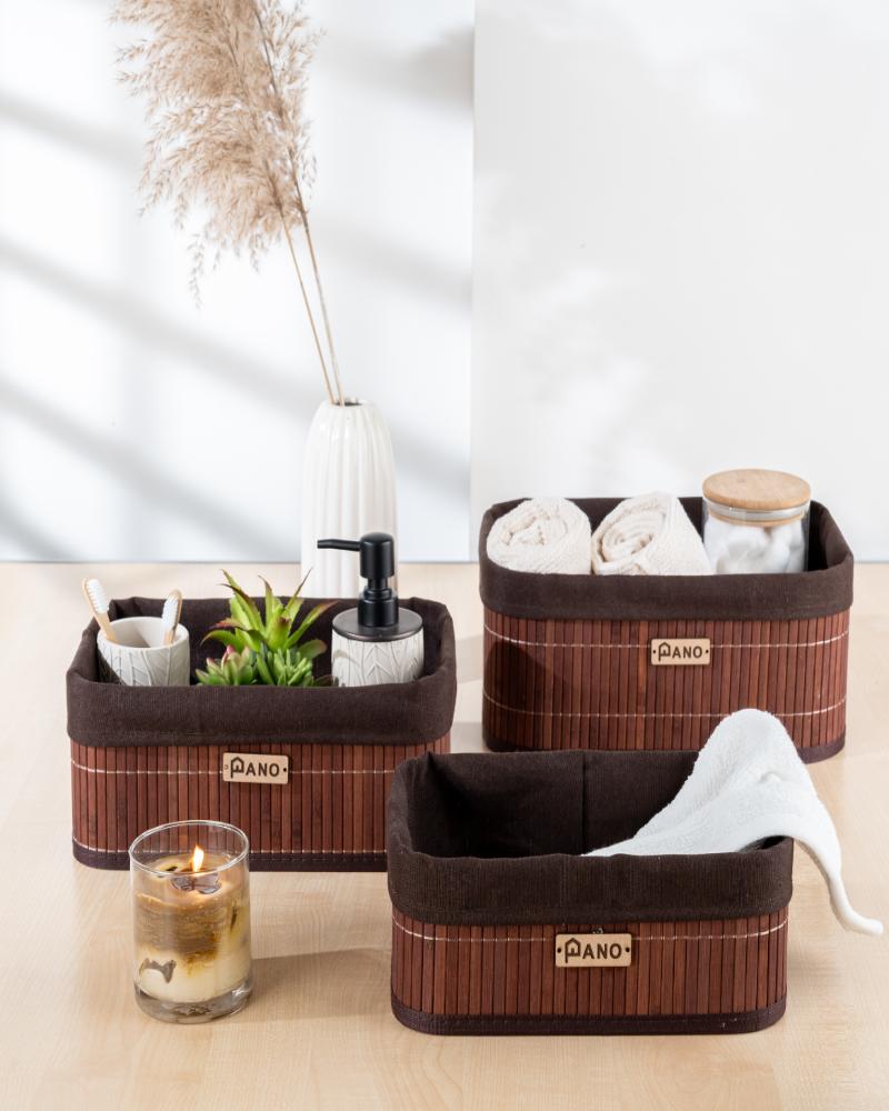 Bamboo Kitchen Utility Zurich Basket Woody Brown | Storage Organiser - Pano