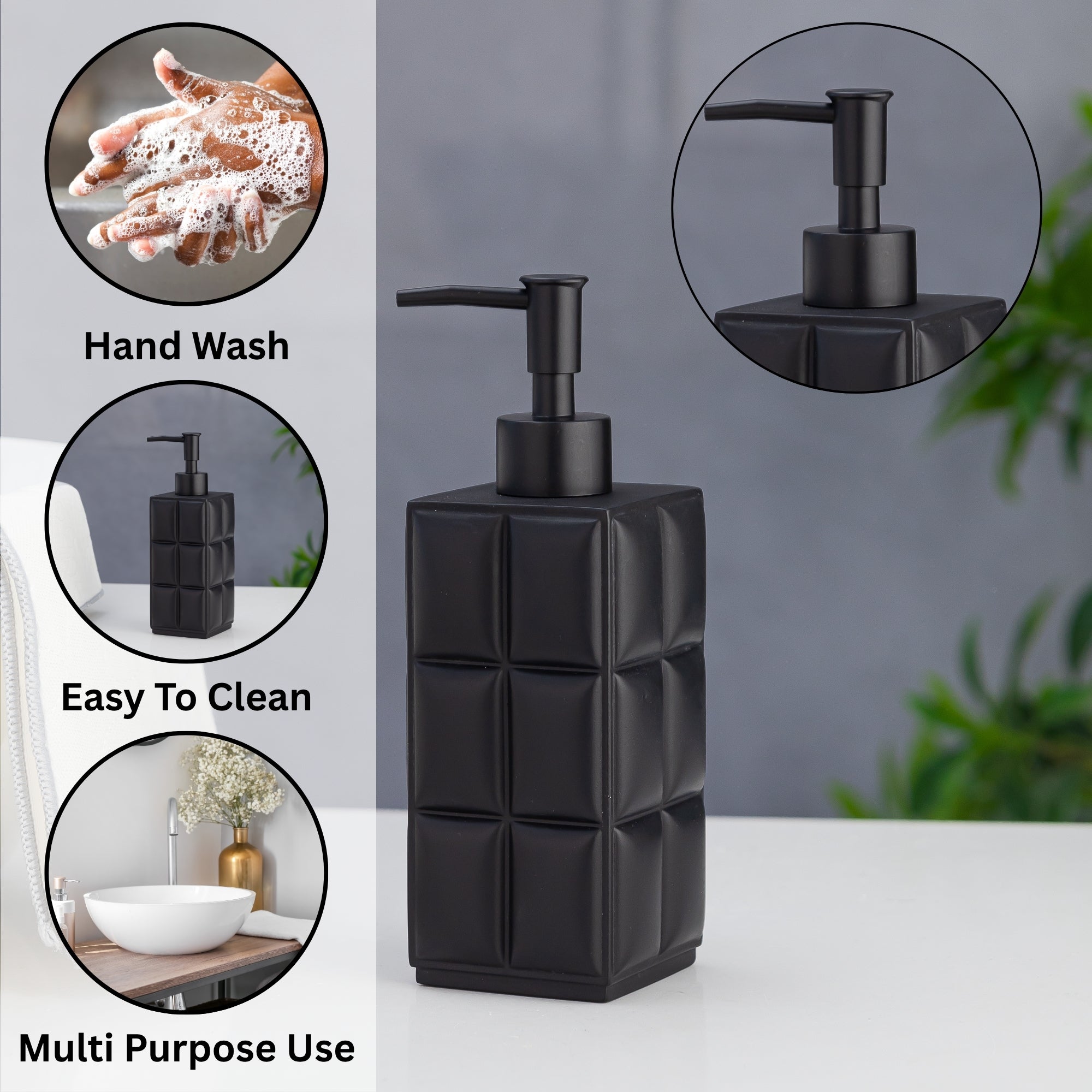 Exclusive Polyresin Soap Dispenser for Handwash for Bathroom Matte Black - Pano
