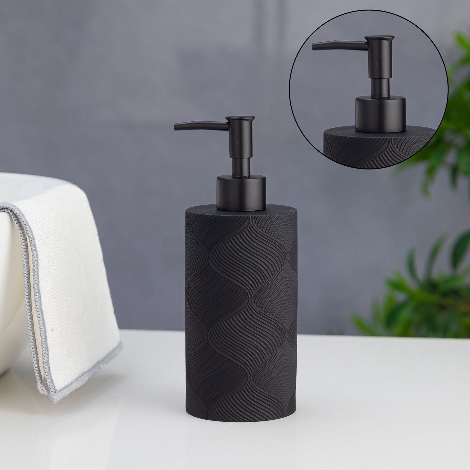 Exclusive Polyresin Soap Dispenser for Handwash for Bathroom Ink Black - Pano