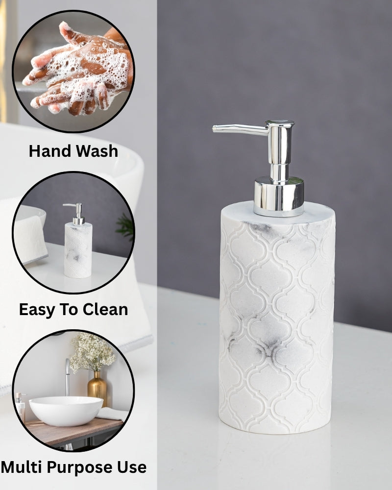 Exclusive Polyresin Soap Dispenser for Handwash for Bathroom White Marble 1231 - Pano