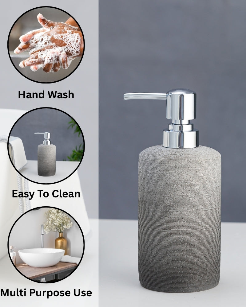 Exclusive Polyresin Soap Dispenser for Handwash for Bathroom Black &amp; Grey 1219 - Pano