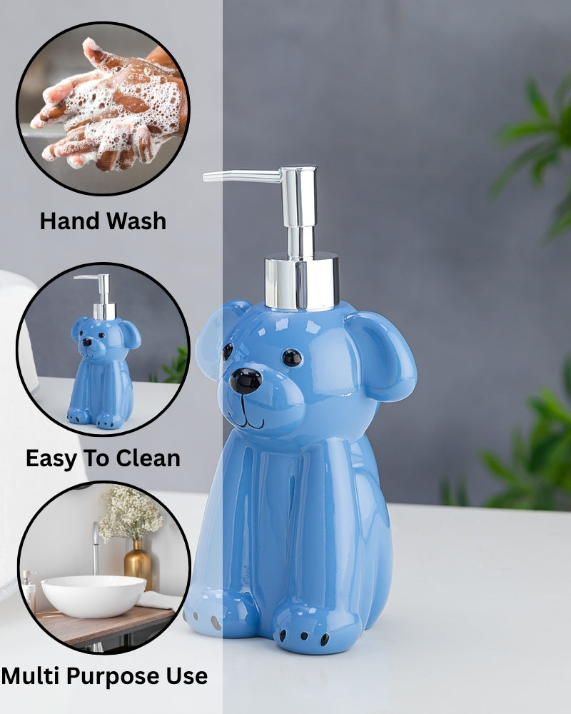 Teddy Kids Polyresin Blue Soap Dispenser - 380 ML - Pano
