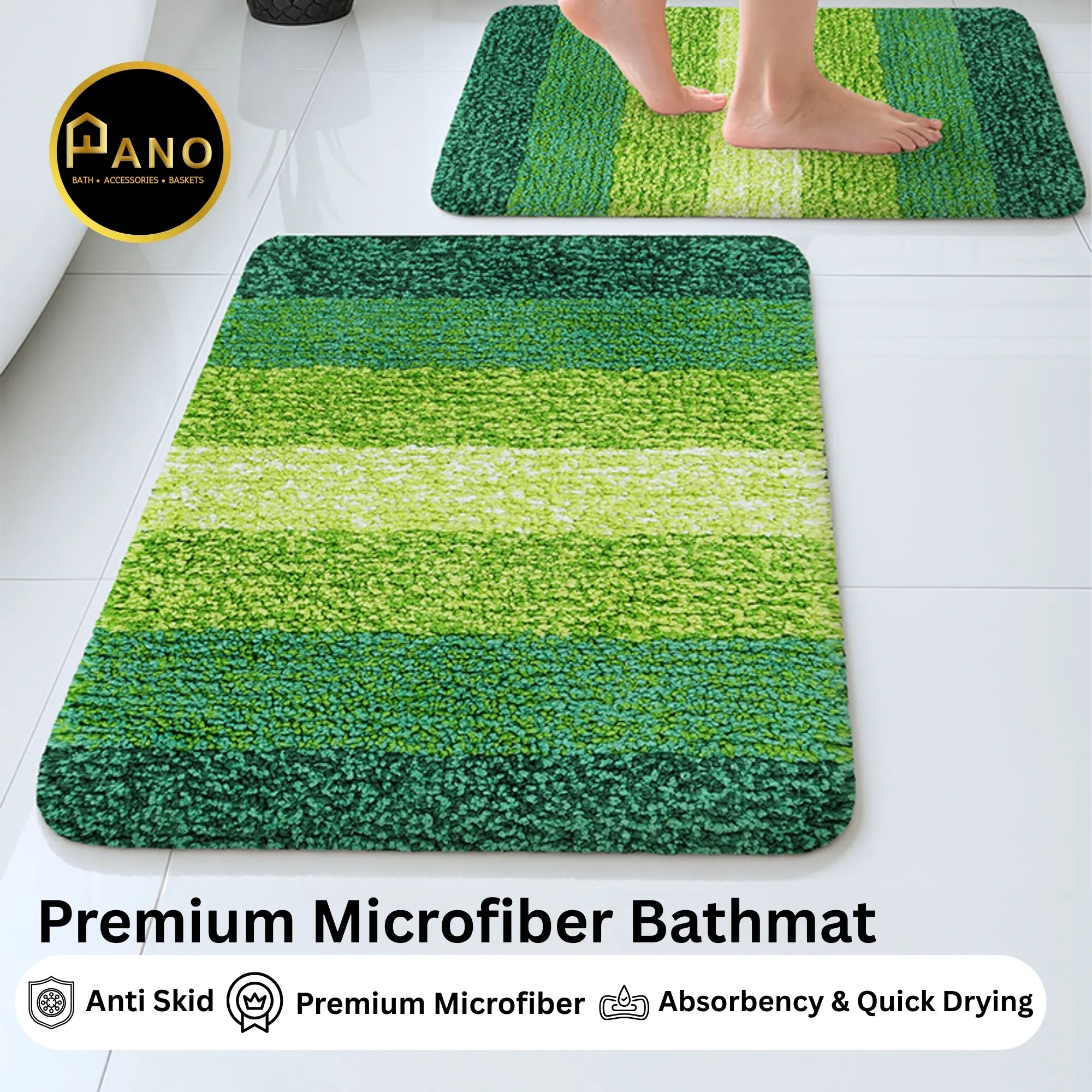 Textured Anti Skid Green Bathmat - Pano