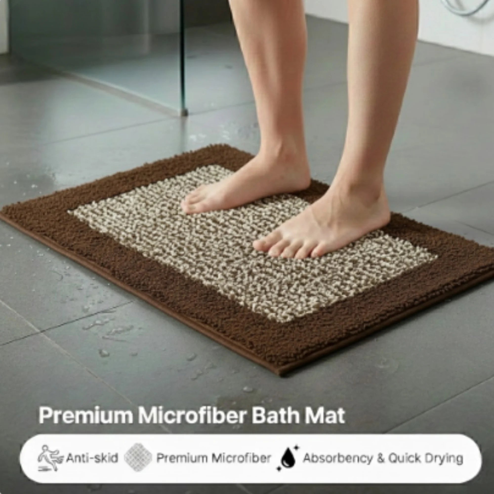 Bold Frame Microfiber Anti Skid Bathmat - Pano