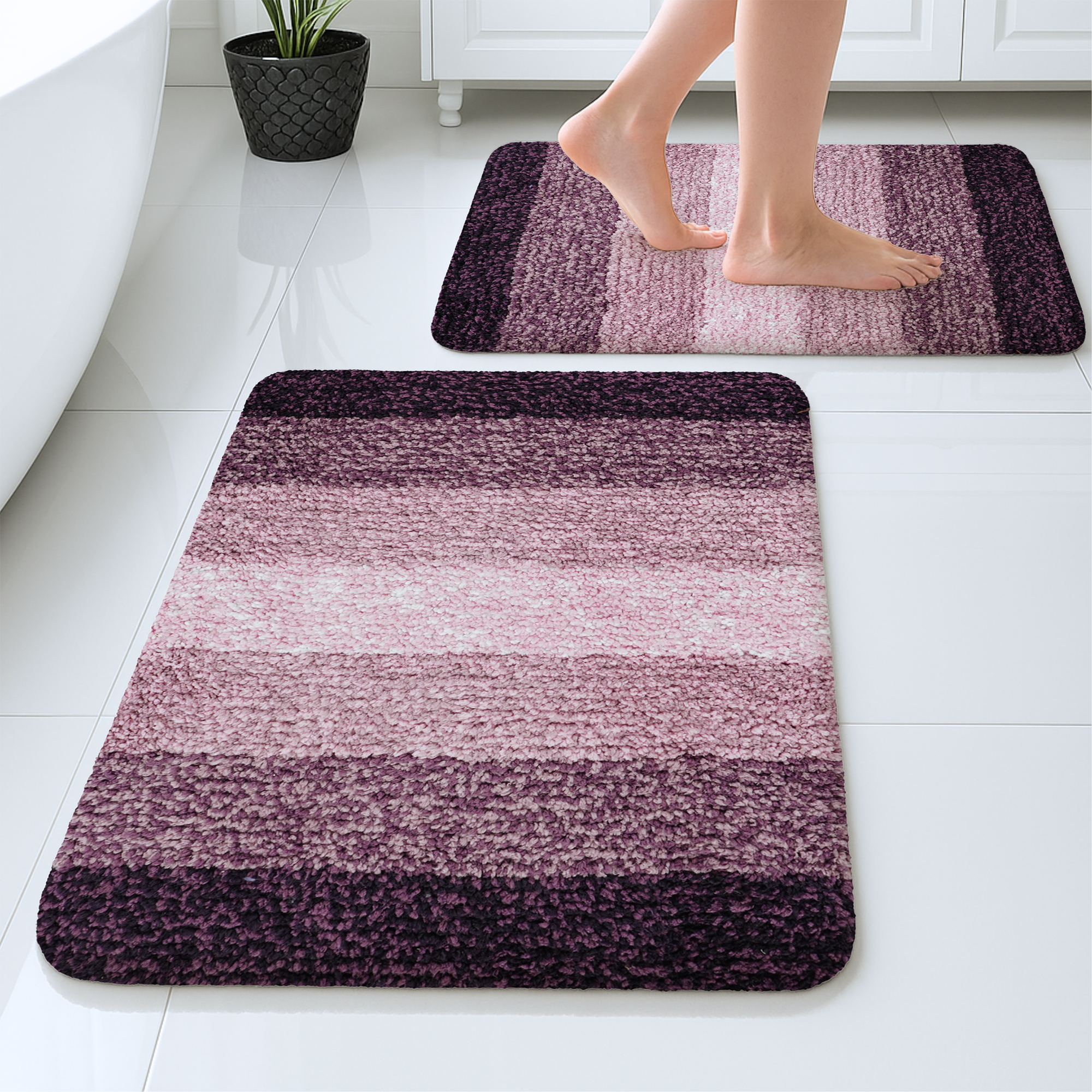 Textured Anti Skid Purple Bathmat