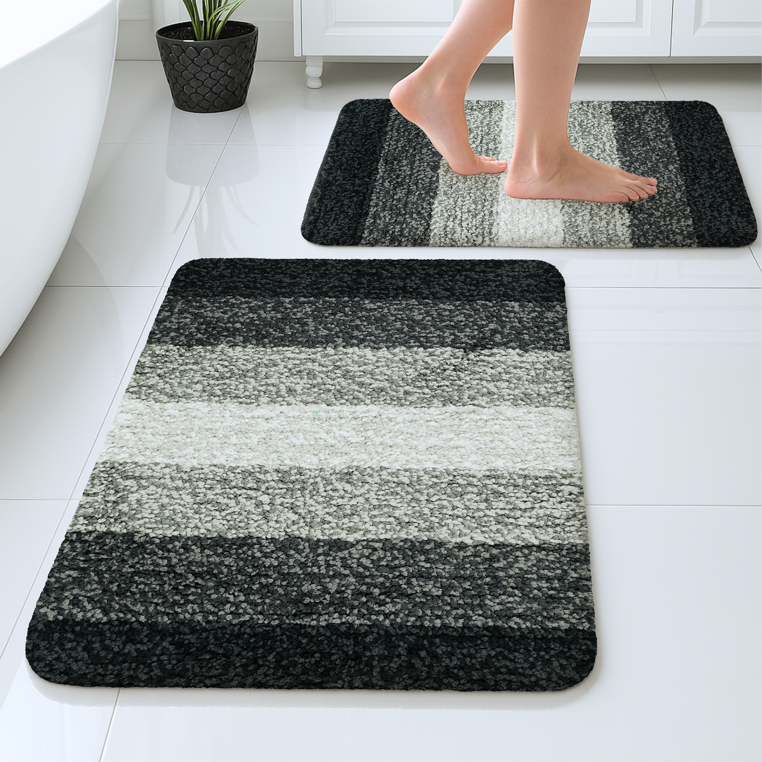Textured Anti Skid Grey Bathmat