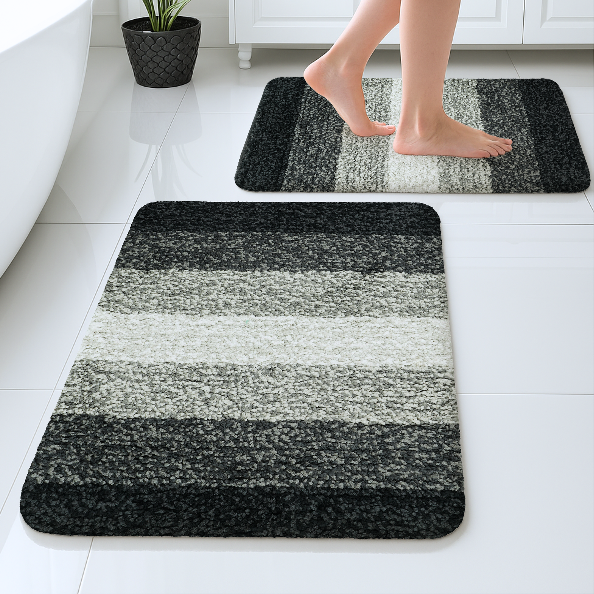 Textured Anti Skid Grey Bathmat - Pano