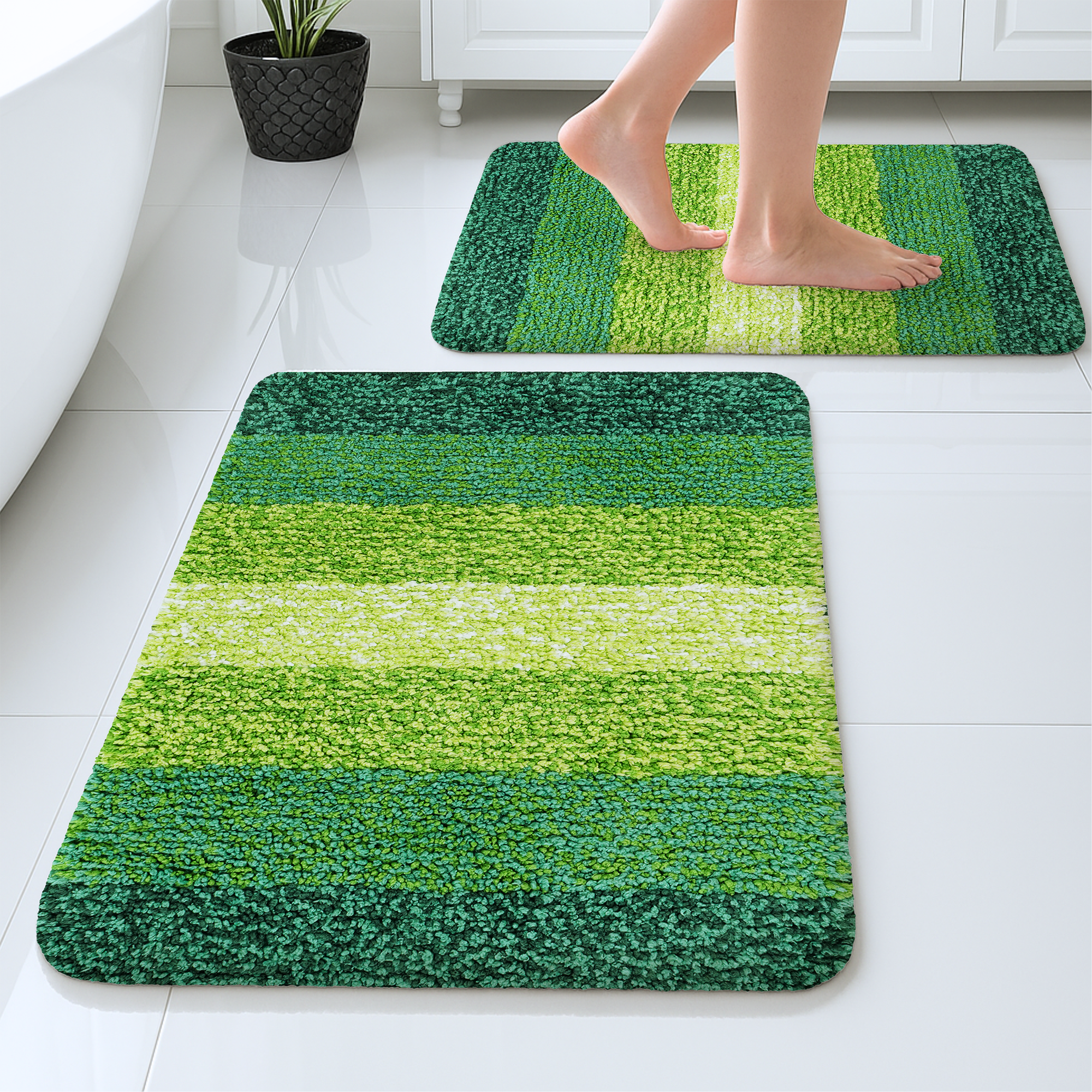 Textured Anti Skid Green Bathmat