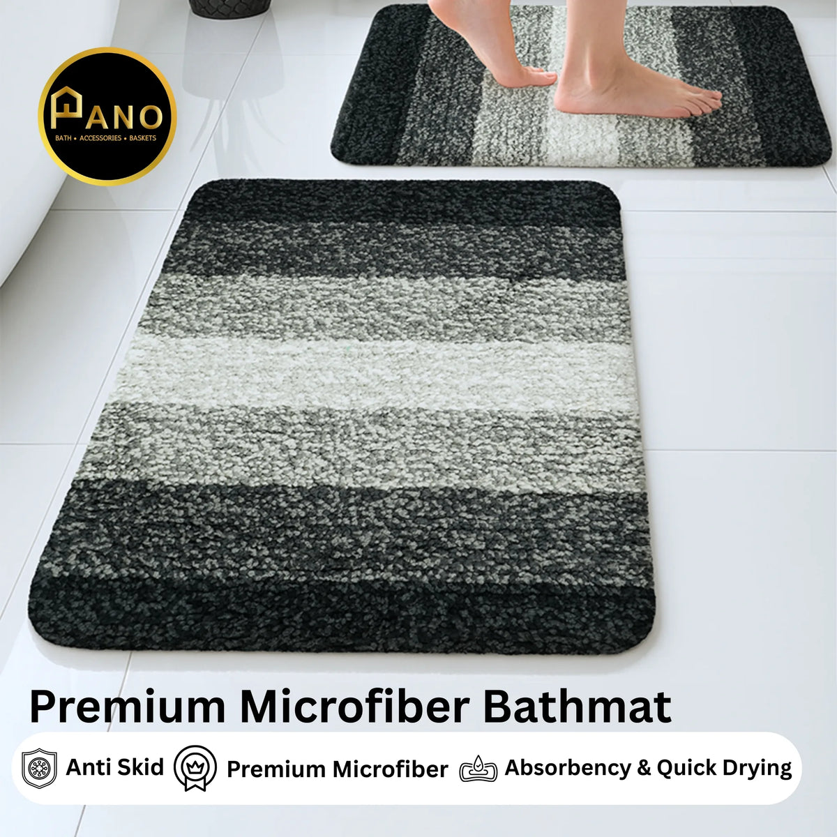 Textured Anti Skid Grey Bathmat - Pano