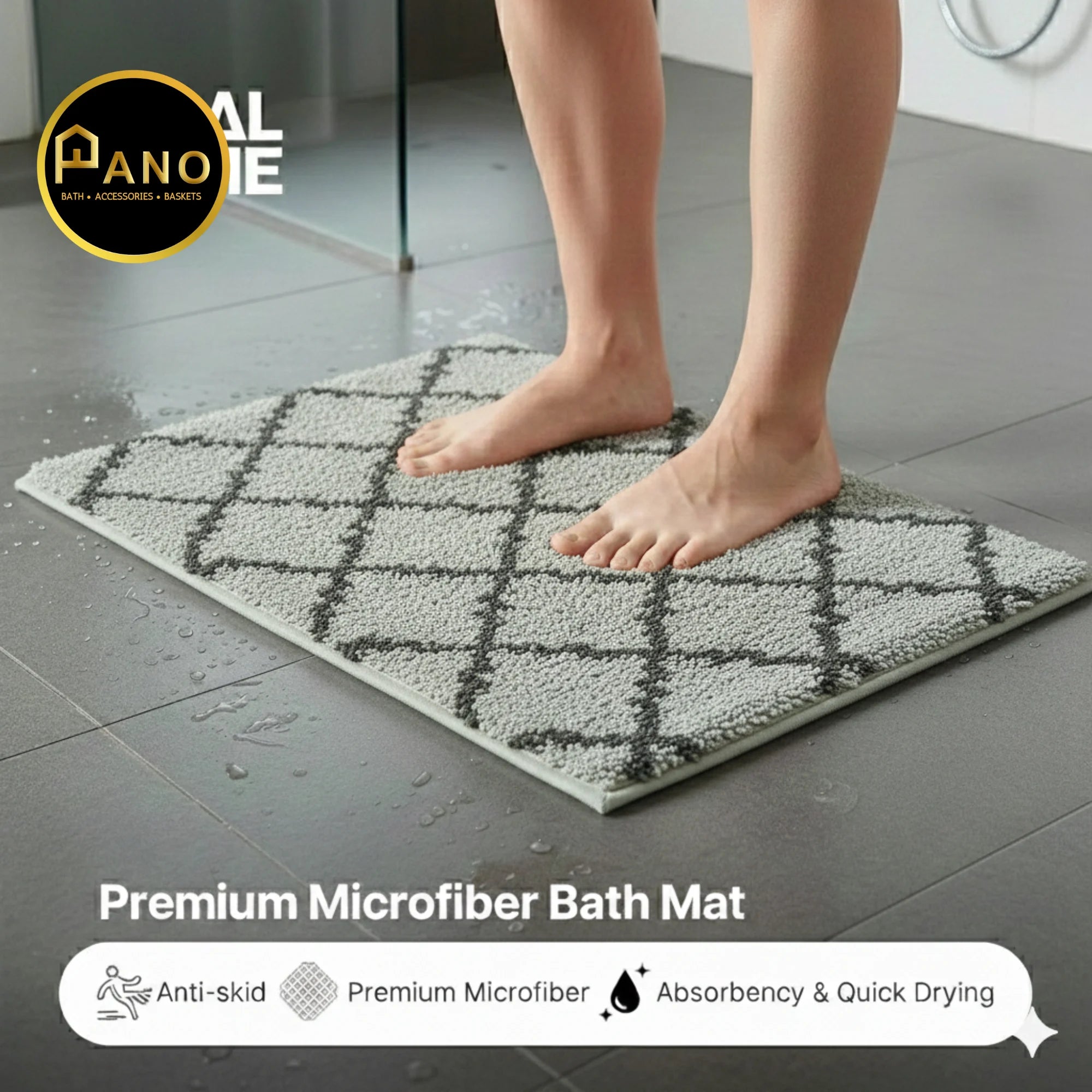 Moraccan Anti Skid Light Grey Bathmat 40X60 - Pano