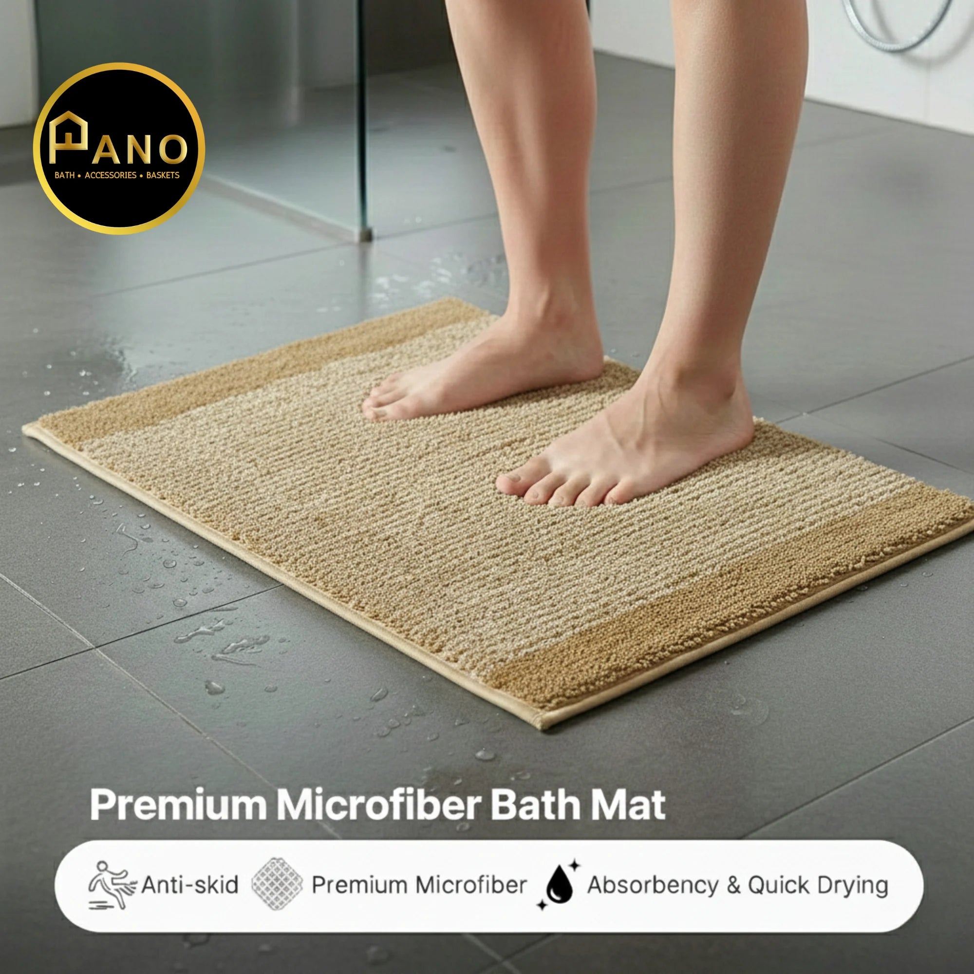 Royal Anti Skid Beige Bathmat 40X60 - Pano