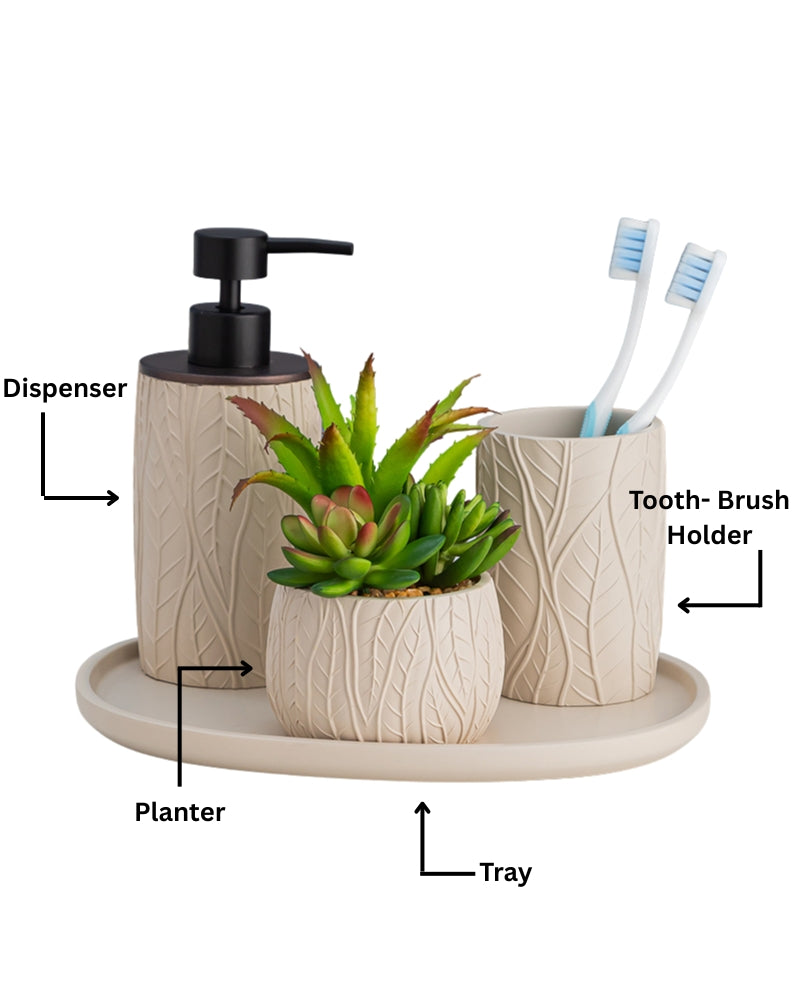 Exclusive Polyresin Bath Decor Bathroom Accessory Set of 4 Linen - Pano