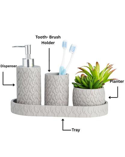 Exclusive Polyresin Bath Decor Bathroom Accessory Set of 4 Stone Grey - Pano