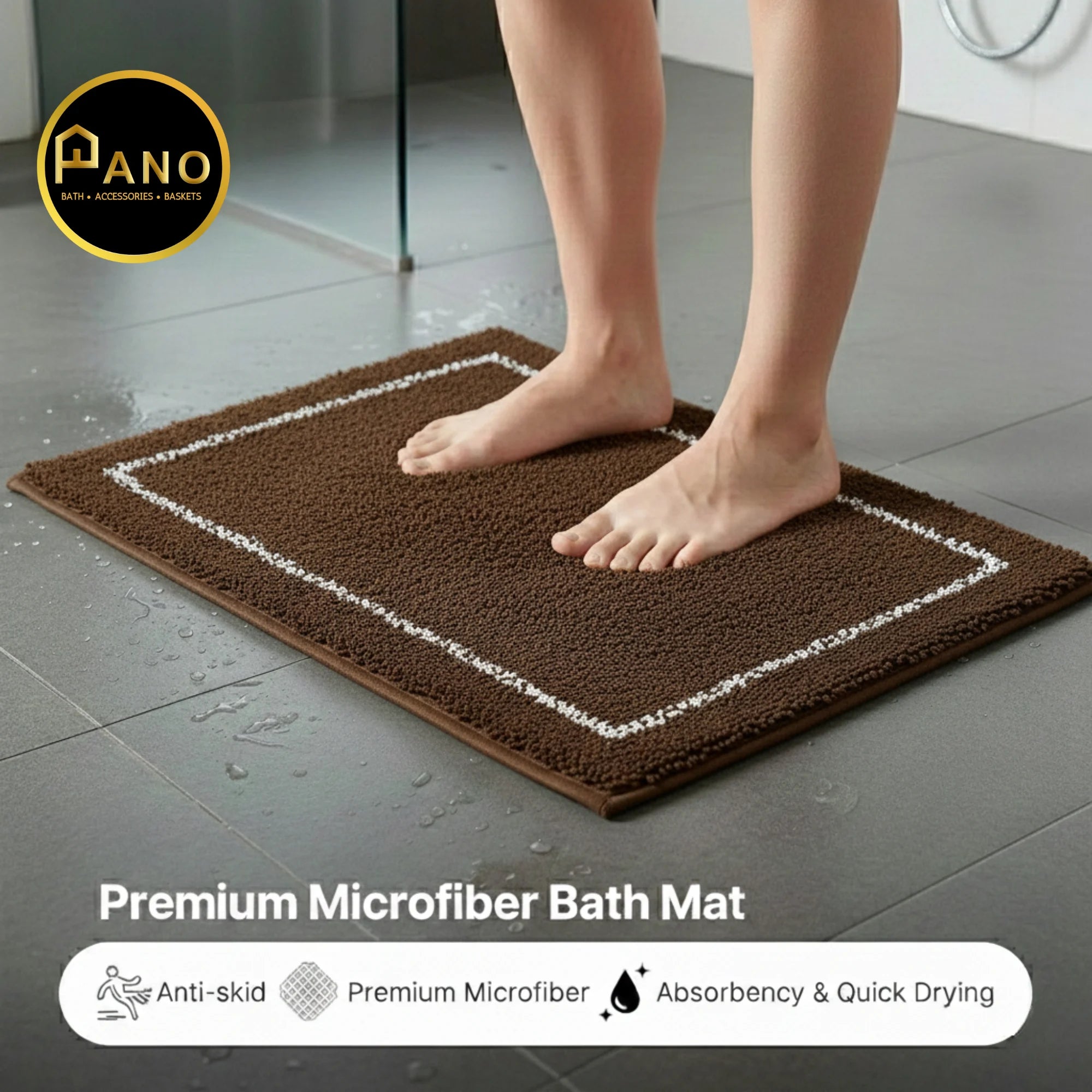 Gloria Anti Skid Brown Bathmat 40X60 - Pano