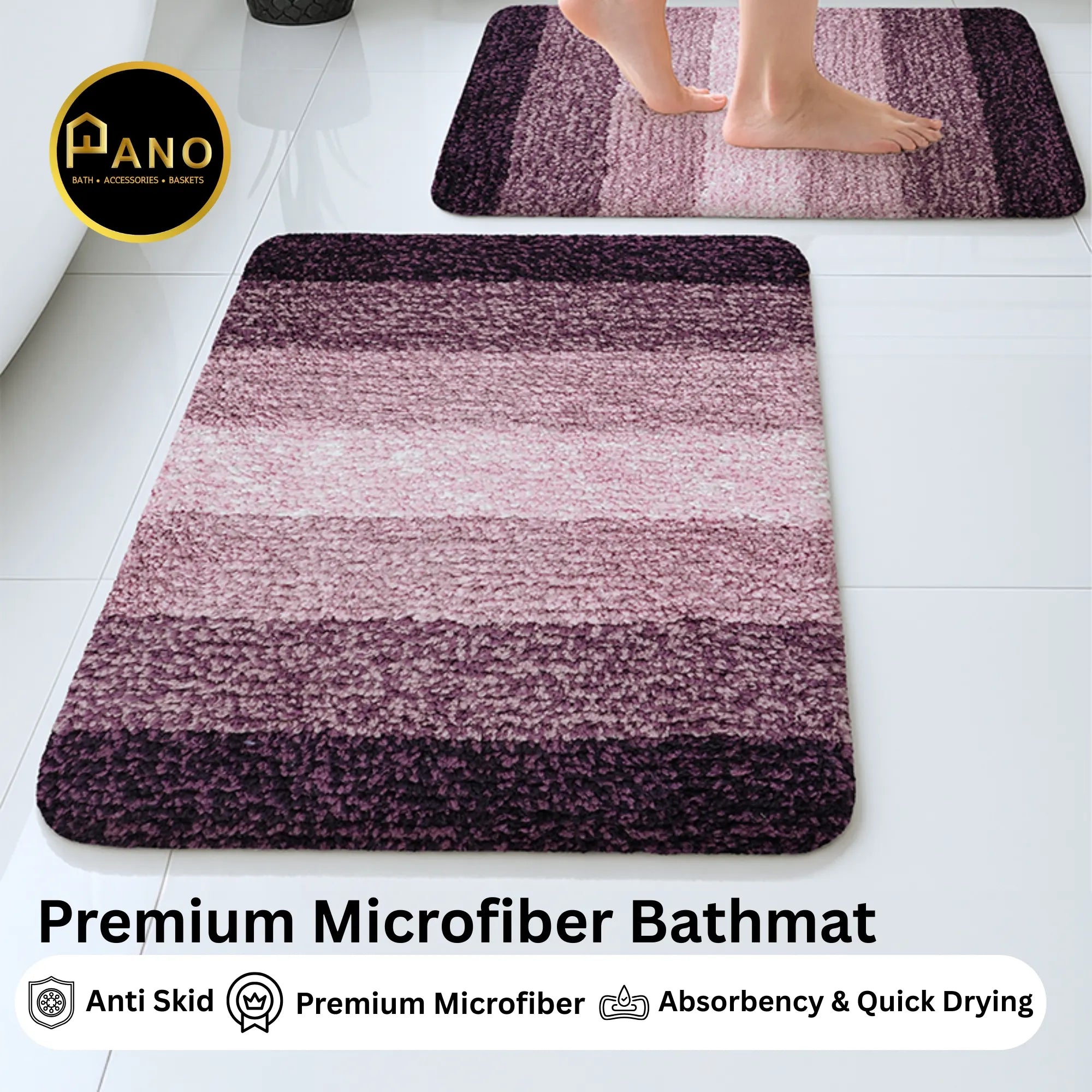 Textured Anti Skid Purple Bathmat - Pano