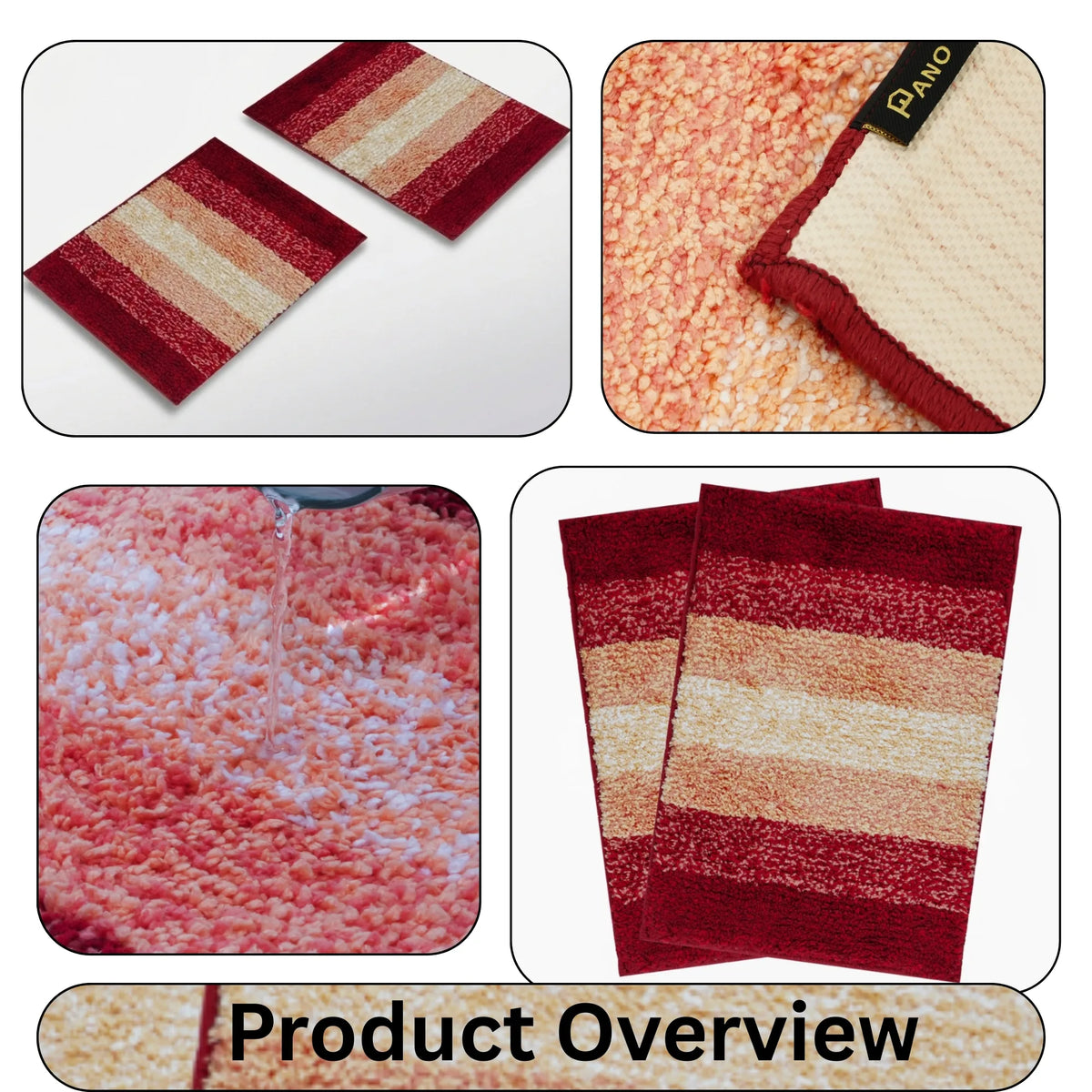 Textured Anti Skid Red Bathmat- Pano