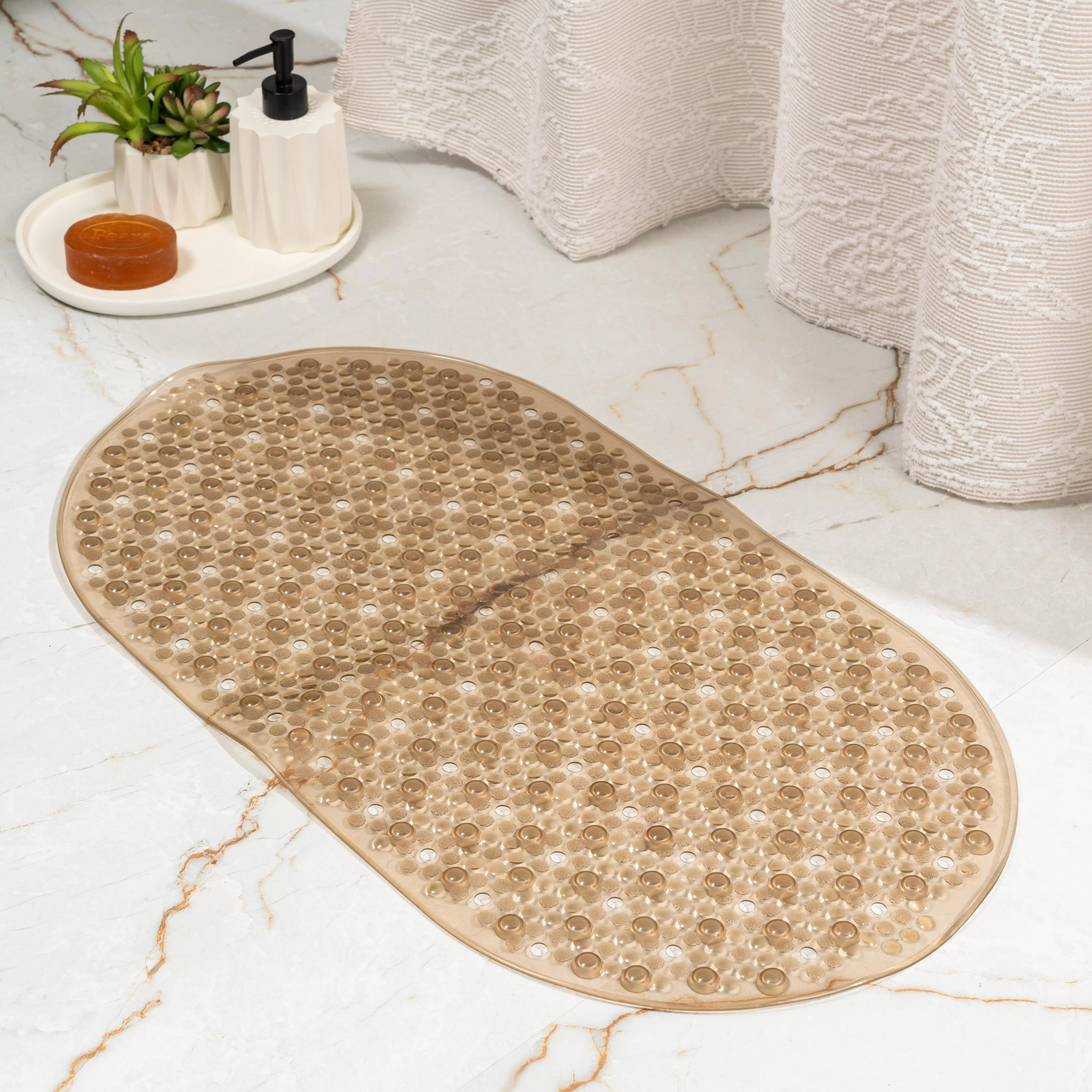 Splash Oval Anti Slip Shower Mat Beige - Pano